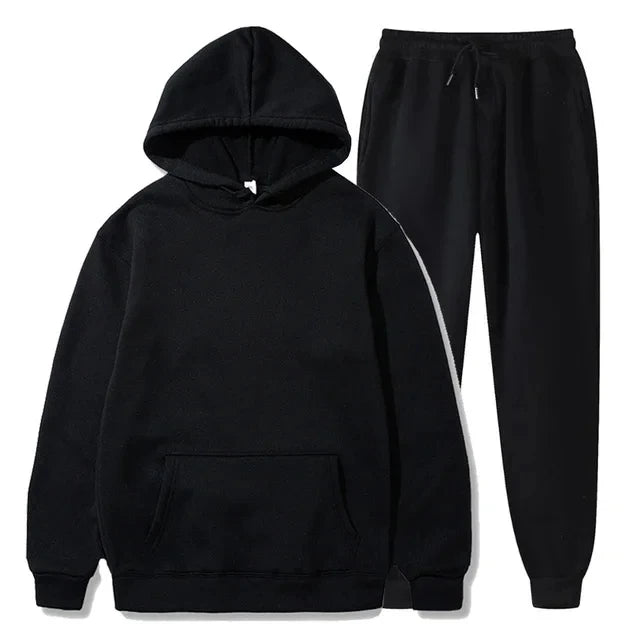Men clothing - Men’s Casual Two-Piece Set – Mandarin Collar Top & Elastic Waist Pants