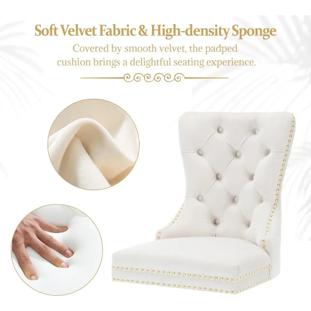 Luxury Velvet Dining Chairs (Set of 2) – High Back with Nailhead Trim & Lion Head Ring Pull\ Living Room Decor – Wall Art, Curtains, Clocks, Furniture & More