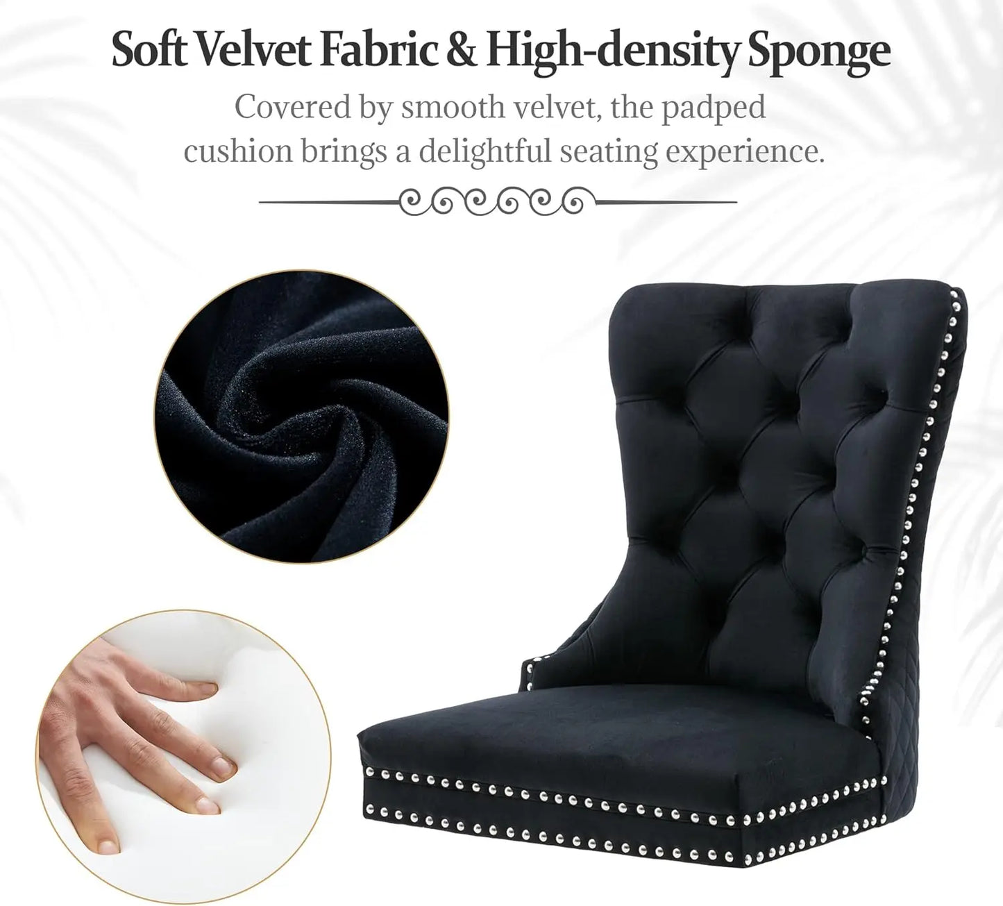 Luxury Velvet Dining Chairs (Set of 2) – High Back with Nailhead Trim & Lion Head Ring Pull\ Living Room Decor – Wall Art, Curtains, Clocks, Furniture & More