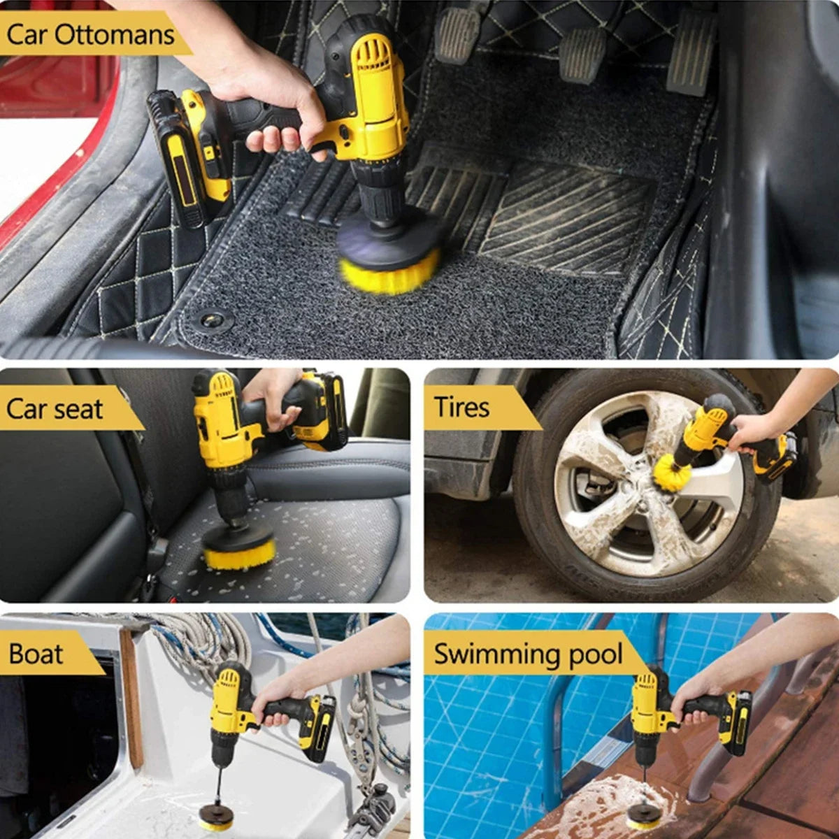 7-Piece Car Cleaning & Polishing Kit – Sponge Buffing Drill Pads Set/Car