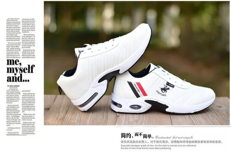 Men shoes - Men’s Board Sneakers – Breathable PU Casual Shoes with Height Boost & All-Season Comfort