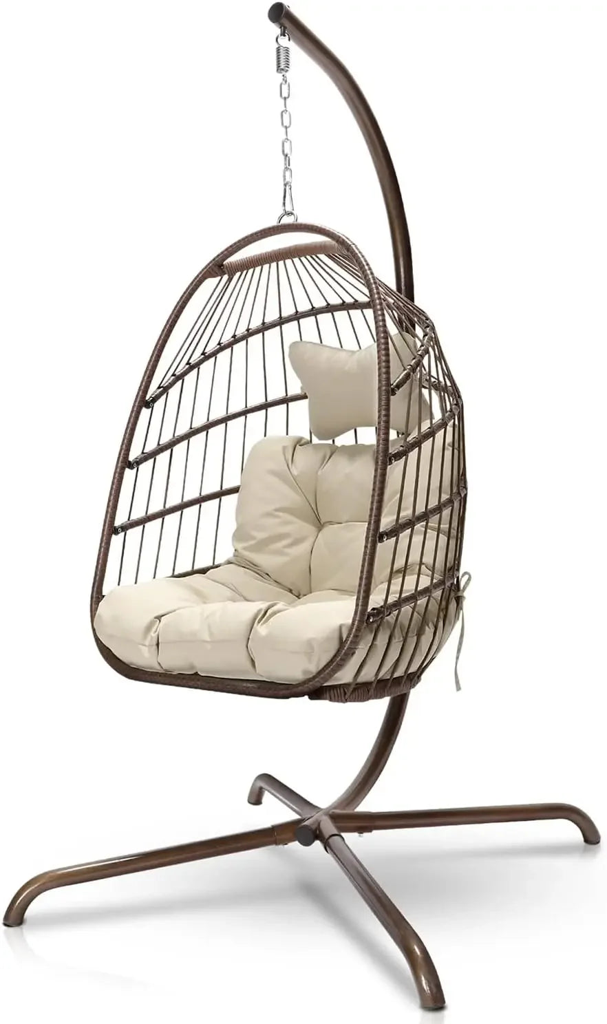 MOCCSOCC Luxury Wicker Egg Chair – Outdoor Hanging Swing with Water-Resistant Cushions Living Room Decor – Wall Art, Curtains, Clocks, Furniture & More\