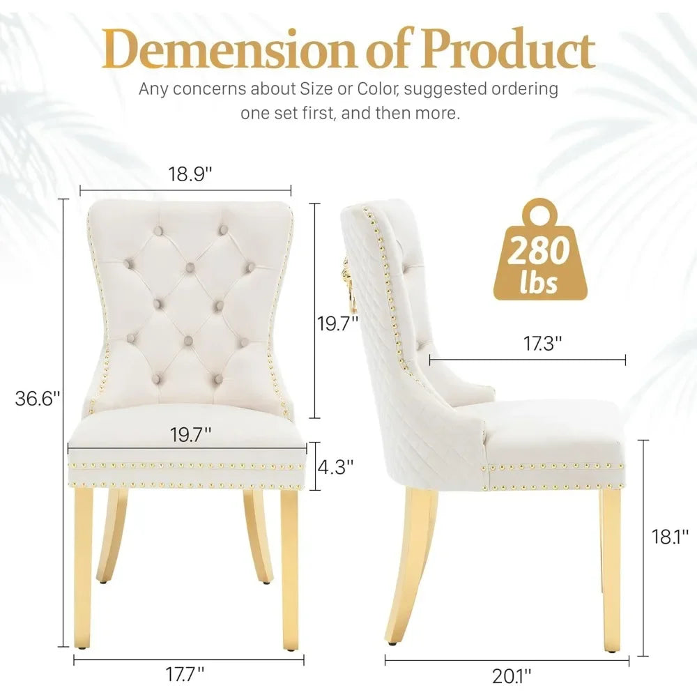 Luxury Velvet Dining Chairs (Set of 2) – High Back with Nailhead Trim & Lion Head Ring Pull\ Living Room Decor – Wall Art, Curtains, Clocks, Furniture & More