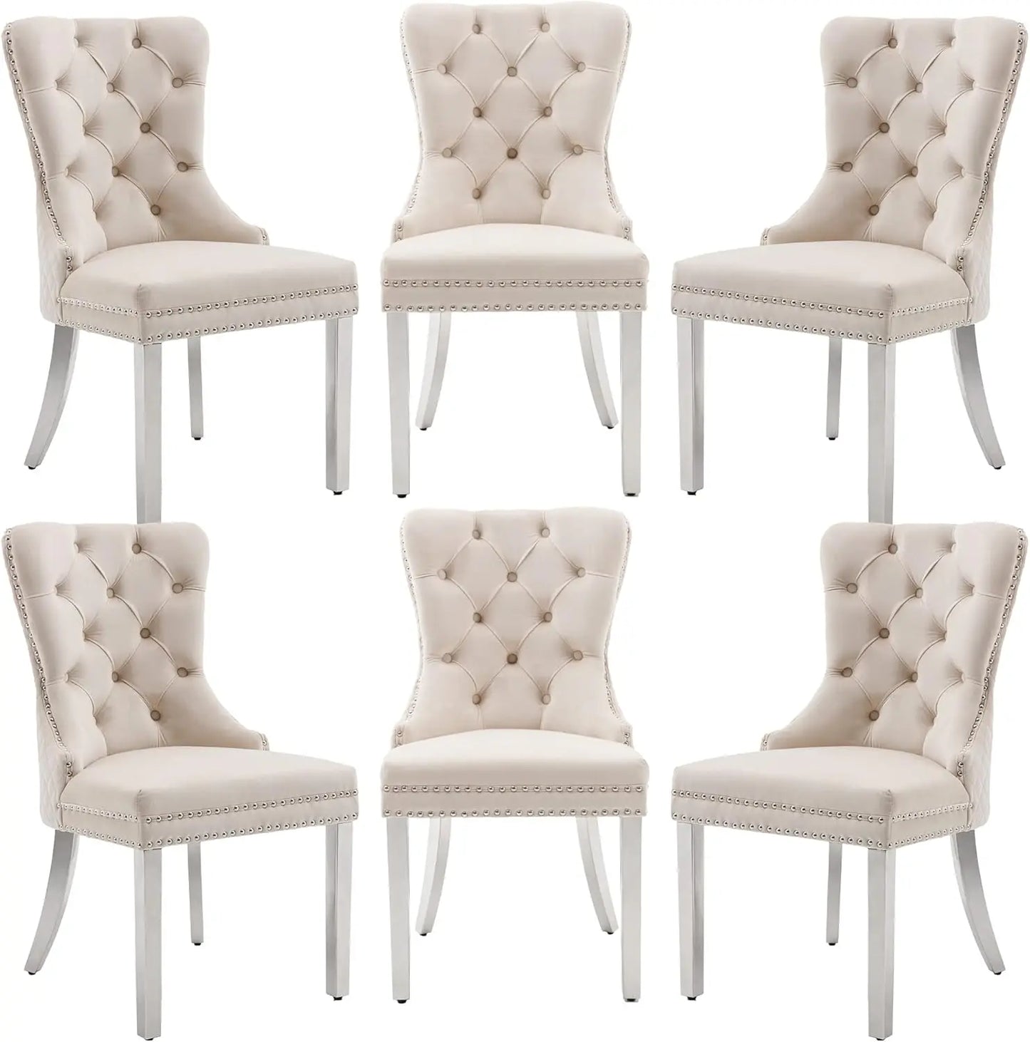 Luxury Velvet Dining Chairs (Set of 2) – High Back with Nailhead Trim & Lion Head Ring Pull\ Living Room Decor – Wall Art, Curtains, Clocks, Furniture & More