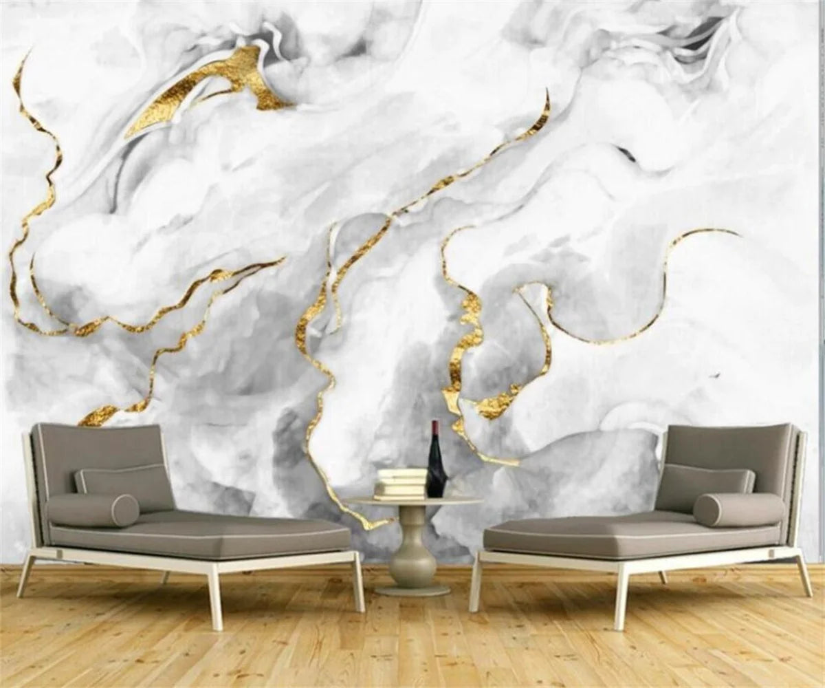 Custom 3D Silk Mural Wallpaper – Modern Marble Design by Beibehang (Per m²)\ Living Room Decor – Wall Art, Curtains, Clocks, Furniture & More