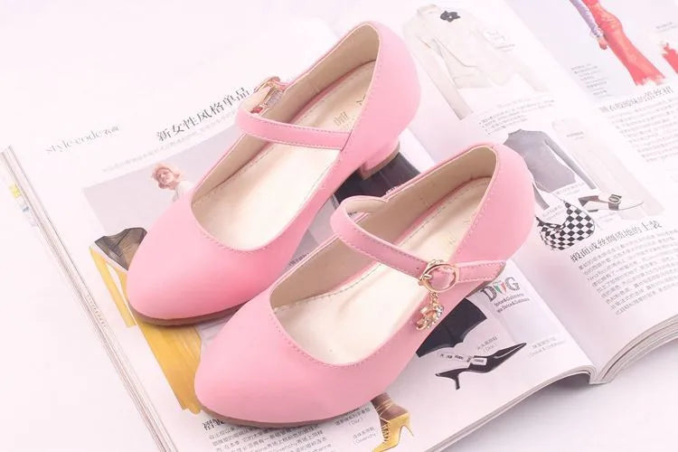 girl shoes - Girls Princess High Heels – White PU Leather Dress Shoes for Parties, Dance & Special Days
