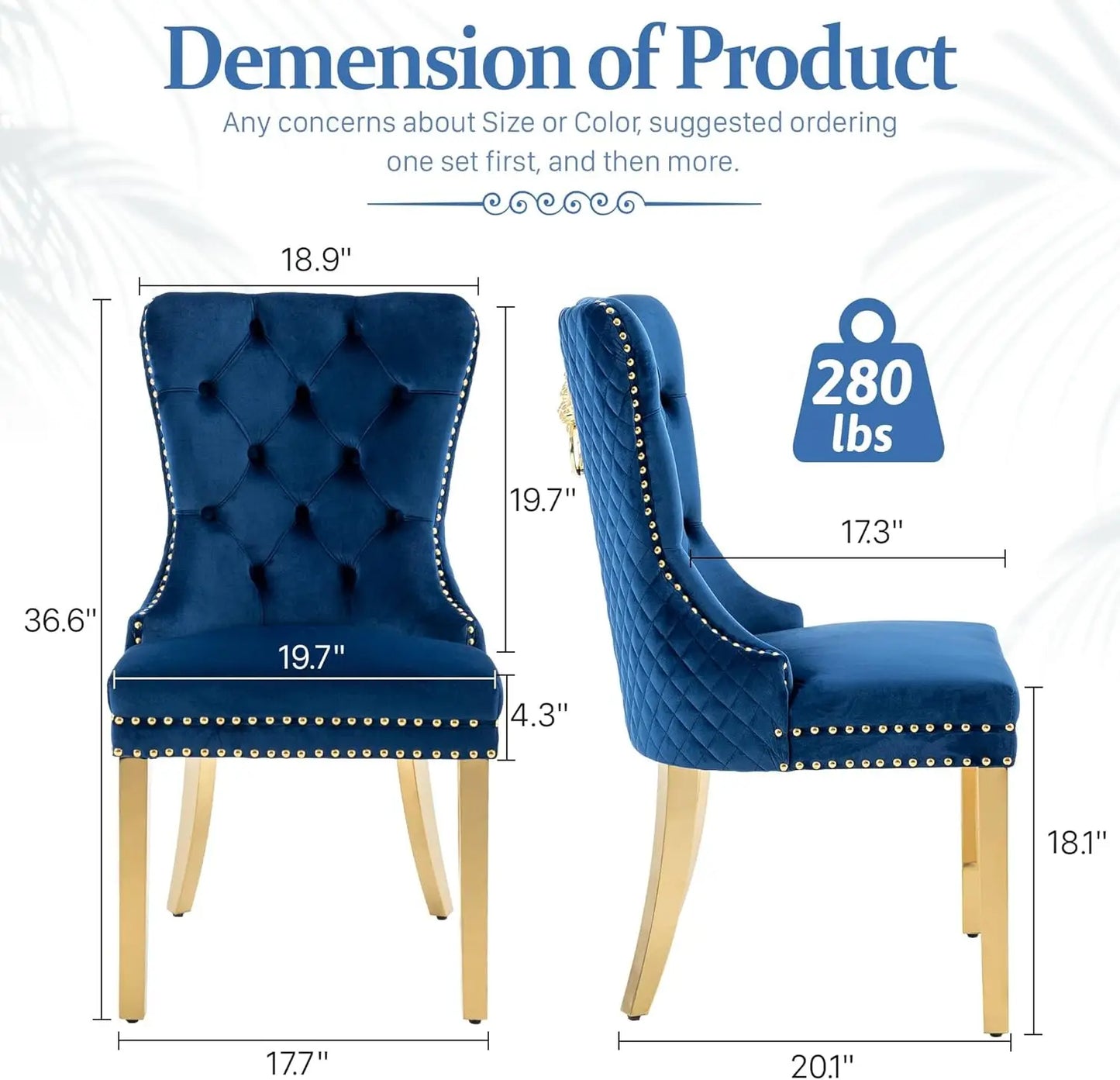 Luxury Velvet Dining Chairs (Set of 2) – High Back with Nailhead Trim & Lion Head Ring Pull\ Living Room Decor – Wall Art, Curtains, Clocks, Furniture & More