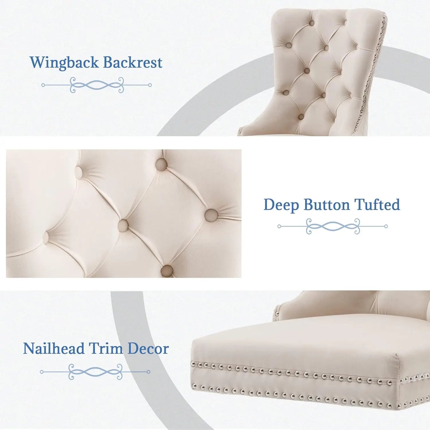 Luxury Velvet Dining Chairs (Set of 2) – High Back with Nailhead Trim & Lion Head Ring Pull\ Living Room Decor – Wall Art, Curtains, Clocks, Furniture & More