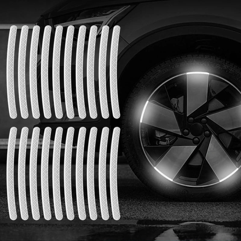 Reflective Car Wheel Hub Stripe Stickers – Luminous Safety Decals (20/40 Pcs)/Car