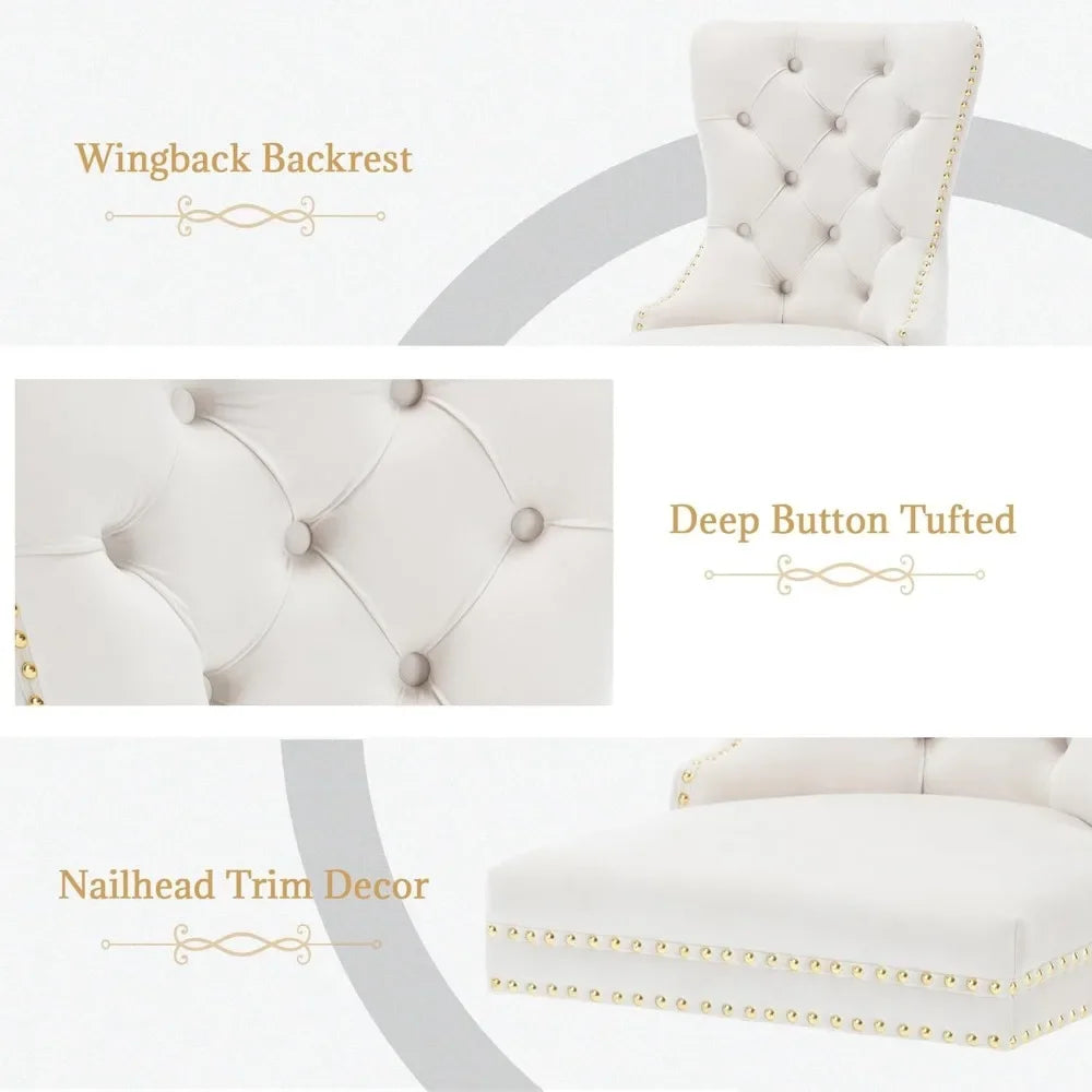 Luxury Velvet Dining Chairs (Set of 2) – High Back with Nailhead Trim & Lion Head Ring Pull\ Living Room Decor – Wall Art, Curtains, Clocks, Furniture & More