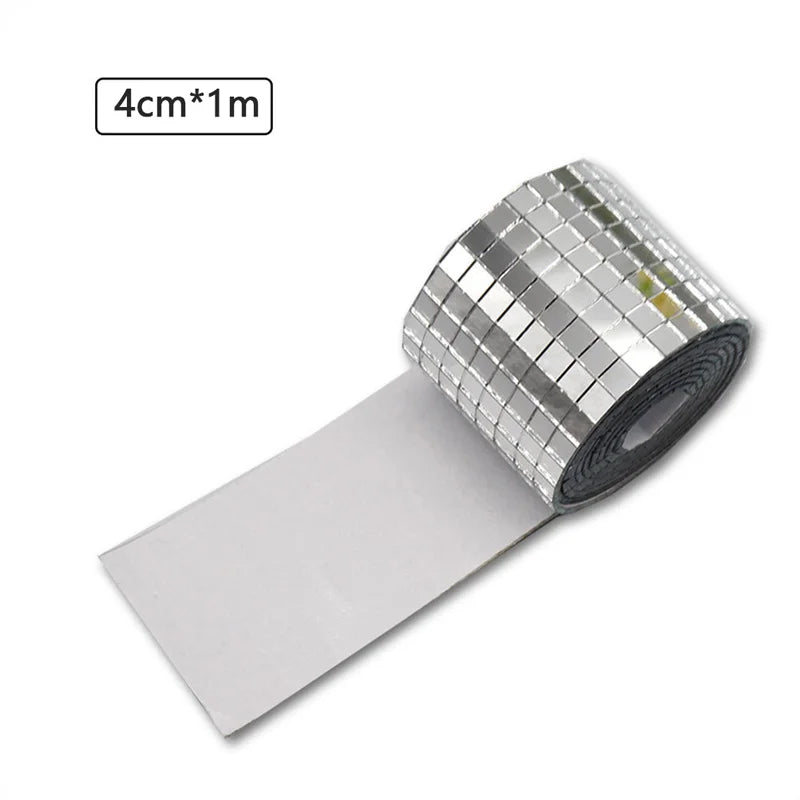 DIY Glass Mirror Sticker Strip – Self-Adhesive Disco Ball Wall Decoration (4x100cm)\ Living Room Decor – Wall Art, Curtains, Clocks, Furniture & More