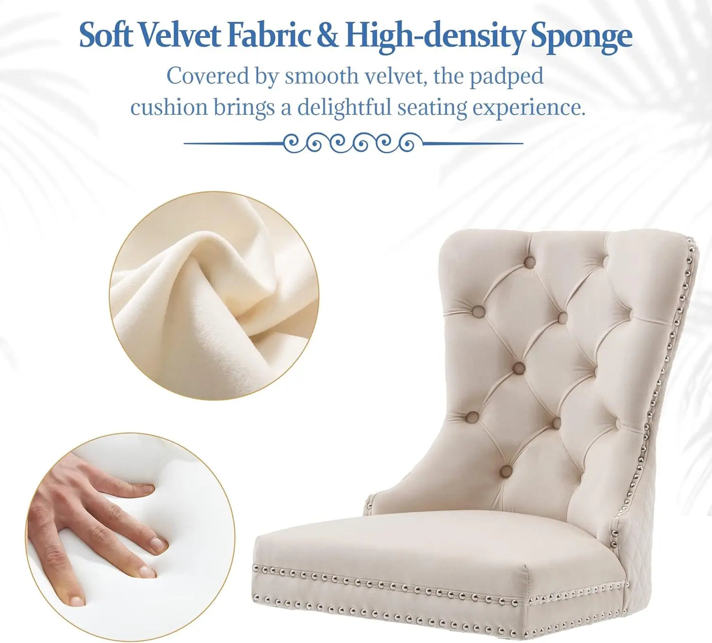 Luxury Velvet Dining Chairs (Set of 2) – High Back with Nailhead Trim & Lion Head Ring Pull\ Living Room Decor – Wall Art, Curtains, Clocks, Furniture & More