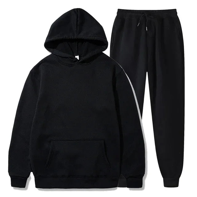 Men clothing - Men’s Casual Two-Piece Set – Mandarin Collar Top & Elastic Waist Pants