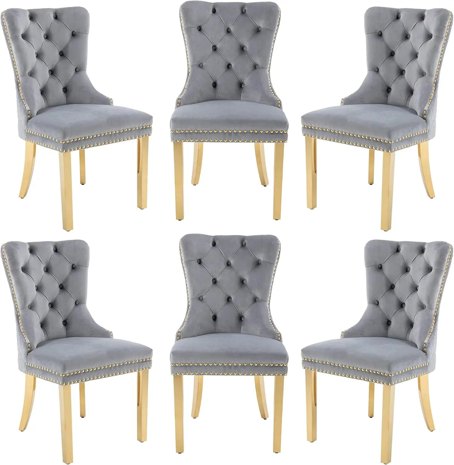 Luxury Velvet Dining Chairs (Set of 2) – High Back with Nailhead Trim & Lion Head Ring Pull\ Living Room Decor – Wall Art, Curtains, Clocks, Furniture & More