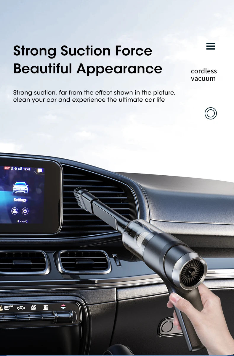 NOCCLILI 100000Pa Cordless Car Vacuum Cleaner – High-Suction Handheld with Type-C Charging/Car