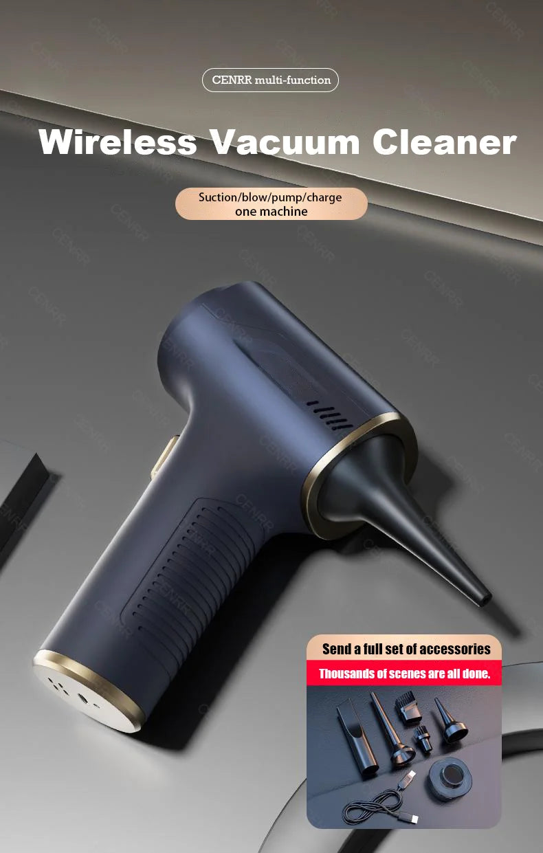 CENRR Wireless Car Vacuum Cleaner – Pro & Basic Models (Wet & Dry Use, USB-C Charging)/Car