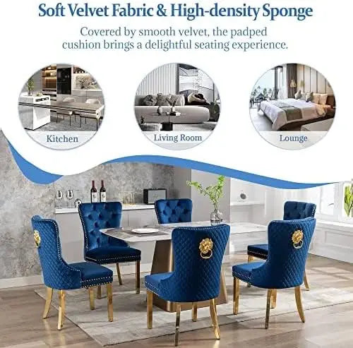 Luxury Velvet Dining Chairs (Set of 2) – High Back with Nailhead Trim & Lion Head Ring Pull\ Living Room Decor – Wall Art, Curtains, Clocks, Furniture & More
