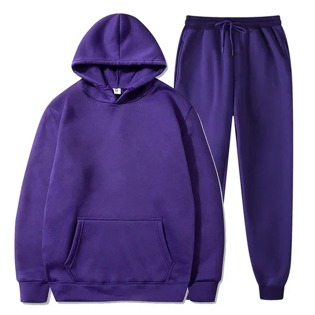 Men clothing - Men’s Casual Two-Piece Set – Mandarin Collar Top & Elastic Waist Pants