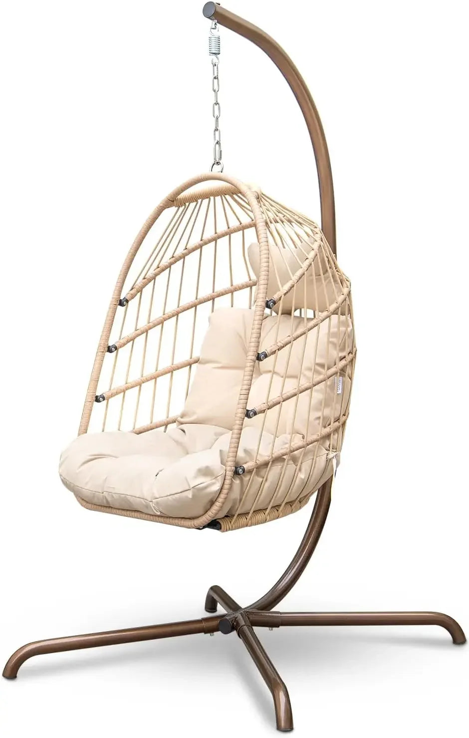 MOCCSOCC Luxury Wicker Egg Chair – Outdoor Hanging Swing with Water-Resistant Cushions Living Room Decor – Wall Art, Curtains, Clocks, Furniture & More\