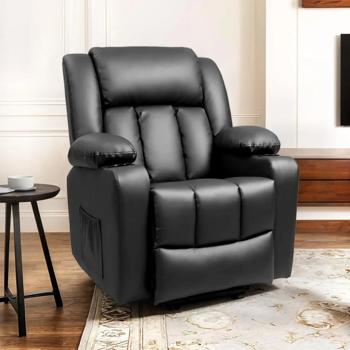 FLEXISPOT Power Lift Recliner Chair – Faux Leather with Massage, Heat & Remote Control (Black) Living Room Decor – Wall Art, Curtains, Clocks, Furniture & More\