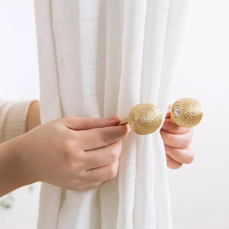 Magnetic Curtain Tiebacks – Solid Color Iron Pearl Buckles for Modern Drapes (No-Drill)\ Living Room Decor – Wall Art, Curtains, Clocks, Furniture & More