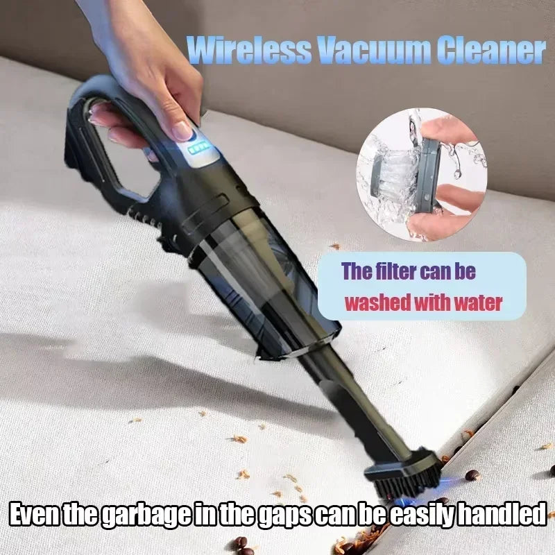 ZHIYU 120W Cordless Car Vacuum Cleaner – USB Rechargeable with Multiple Nozzles/Car