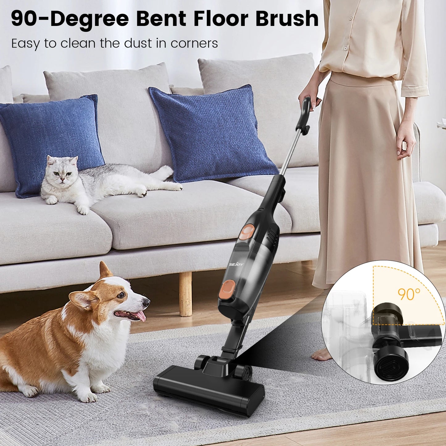 SEJOYS 2-in-1 Corded Stick Vacuum Cleaner – 15KPa Suction with HEPA Filter for Home, Carpet & Pet Hair\ Living Room Decor – Wall Art, Curtains, Clocks, Furniture & More