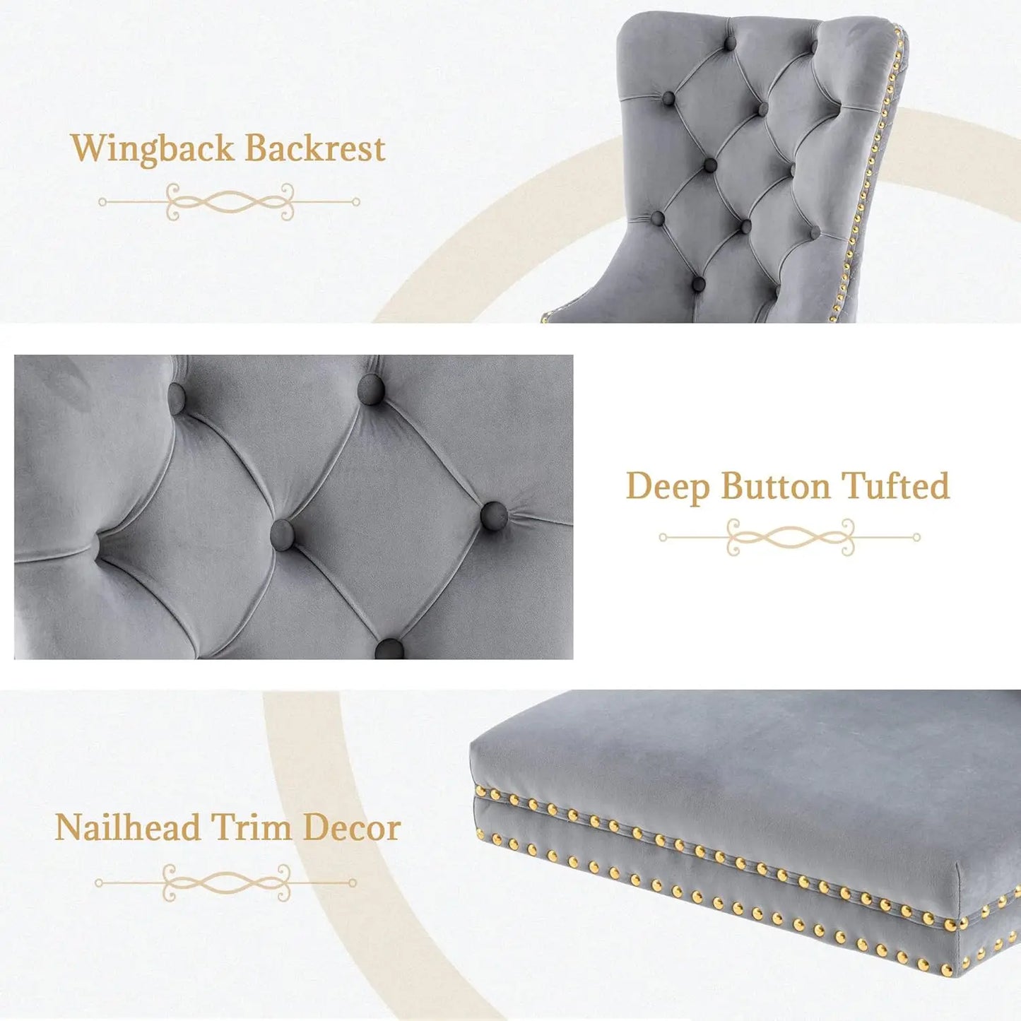 Luxury Velvet Dining Chairs (Set of 2) – High Back with Nailhead Trim & Lion Head Ring Pull\ Living Room Decor – Wall Art, Curtains, Clocks, Furniture & More