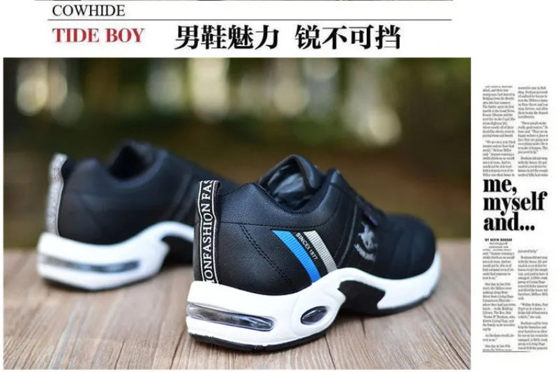 Men shoes - Men’s Board Sneakers – Breathable PU Casual Shoes with Height Boost & All-Season Comfort
