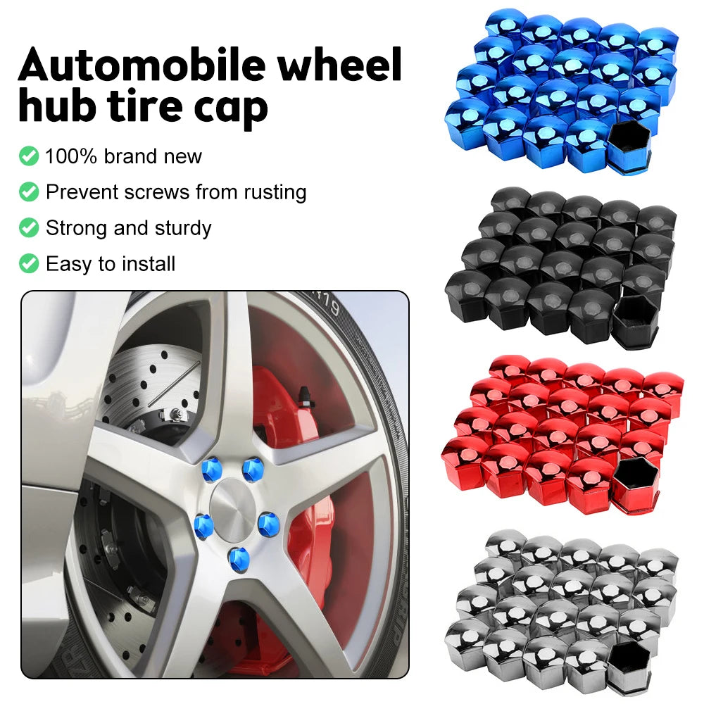 20Pcs Car Wheel Nut Covers – Hub Screw Protection Caps with Clamp (17/19/21mm)/Car