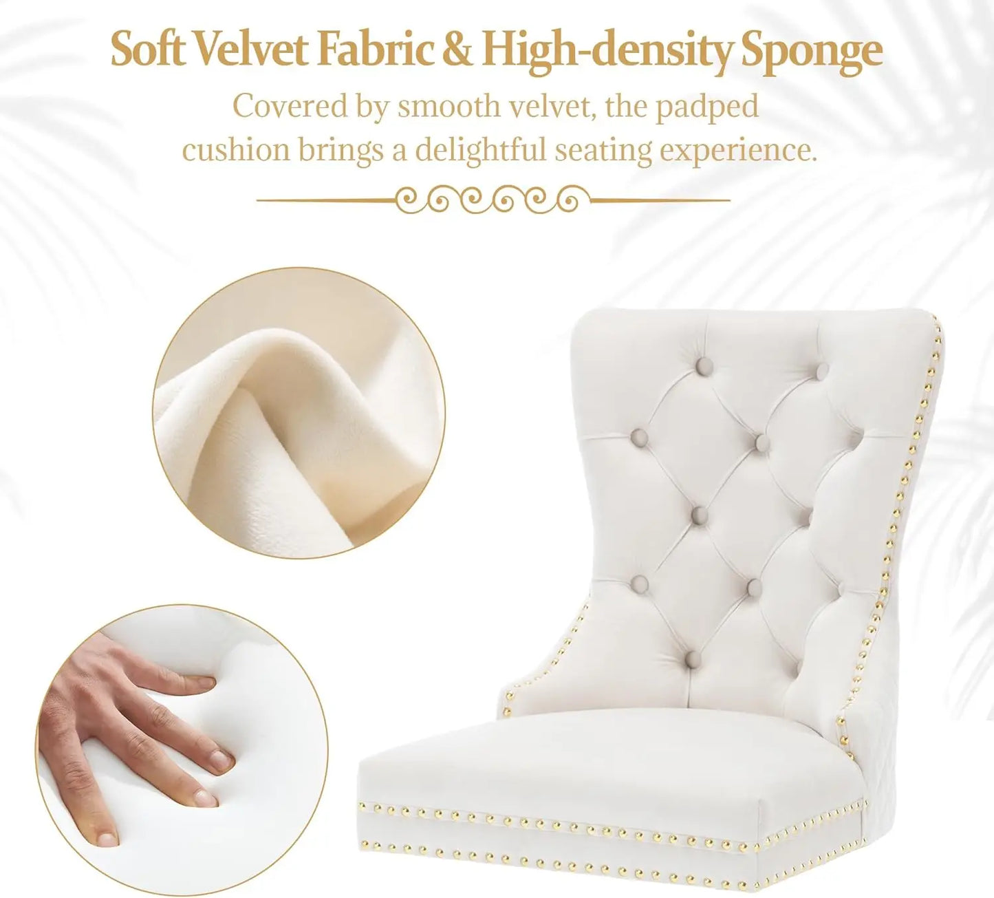 Luxury Velvet Dining Chairs (Set of 2) – High Back with Nailhead Trim & Lion Head Ring Pull\ Living Room Decor – Wall Art, Curtains, Clocks, Furniture & More