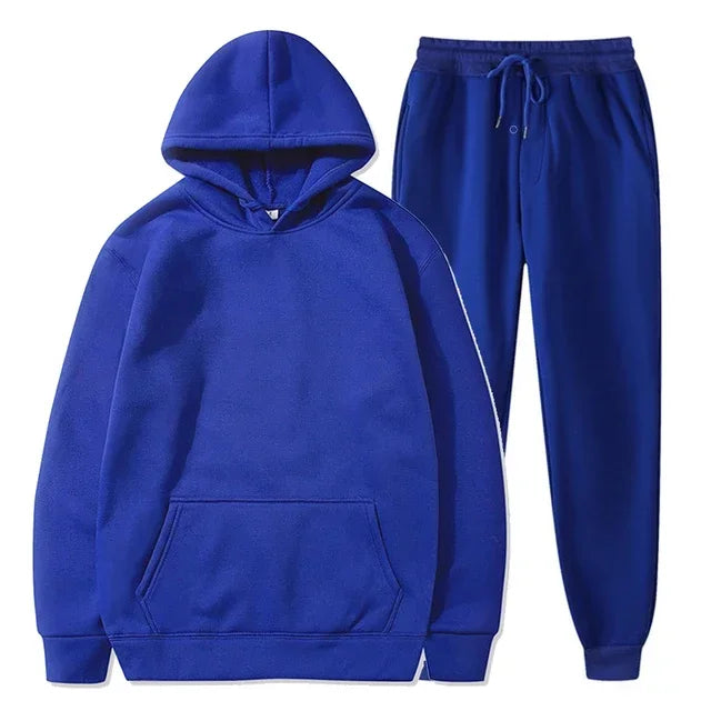 Men clothing - Men’s Casual Two-Piece Set – Mandarin Collar Top & Elastic Waist Pants
