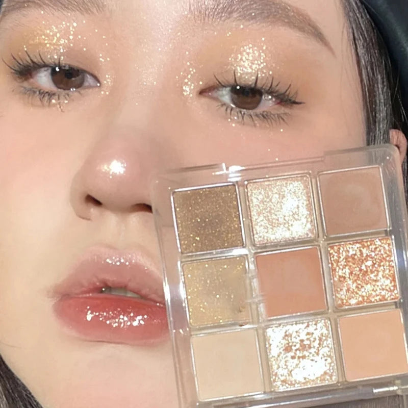 Makeup and face - 9-Color Eyeshadow Palette – Matte, Shimmer & Metallic Finishes