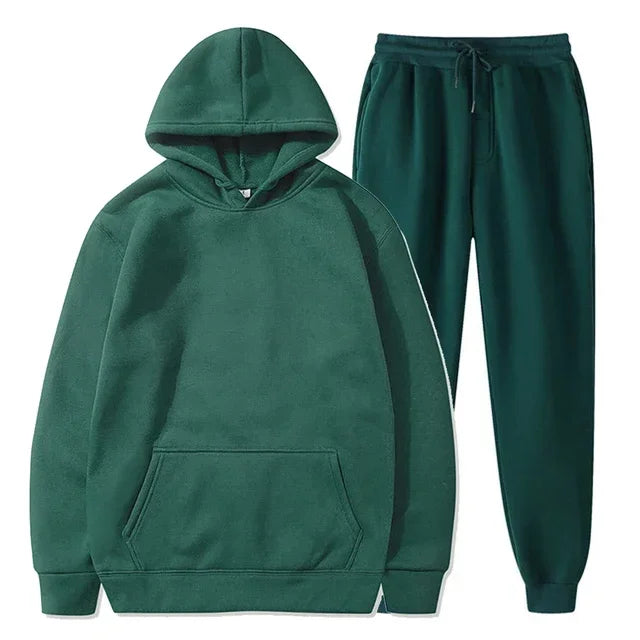 Men clothing - Men’s Casual Two-Piece Set – Mandarin Collar Top & Elastic Waist Pants