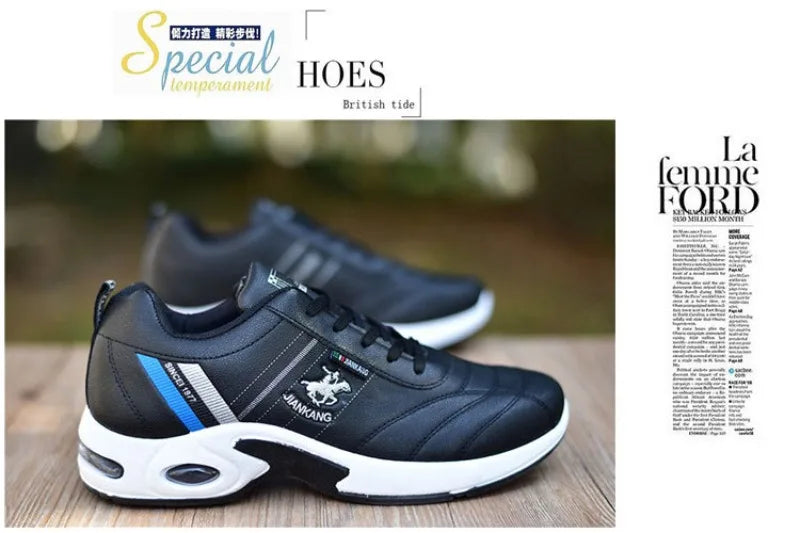 Men shoes - Men’s Board Sneakers – Breathable PU Casual Shoes with Height Boost & All-Season Comfort
