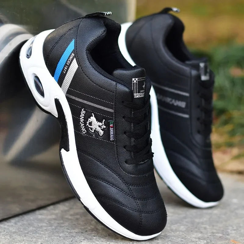 Men shoes - Men’s Board Sneakers – Breathable PU Casual Shoes with Height Boost & All-Season Comfort