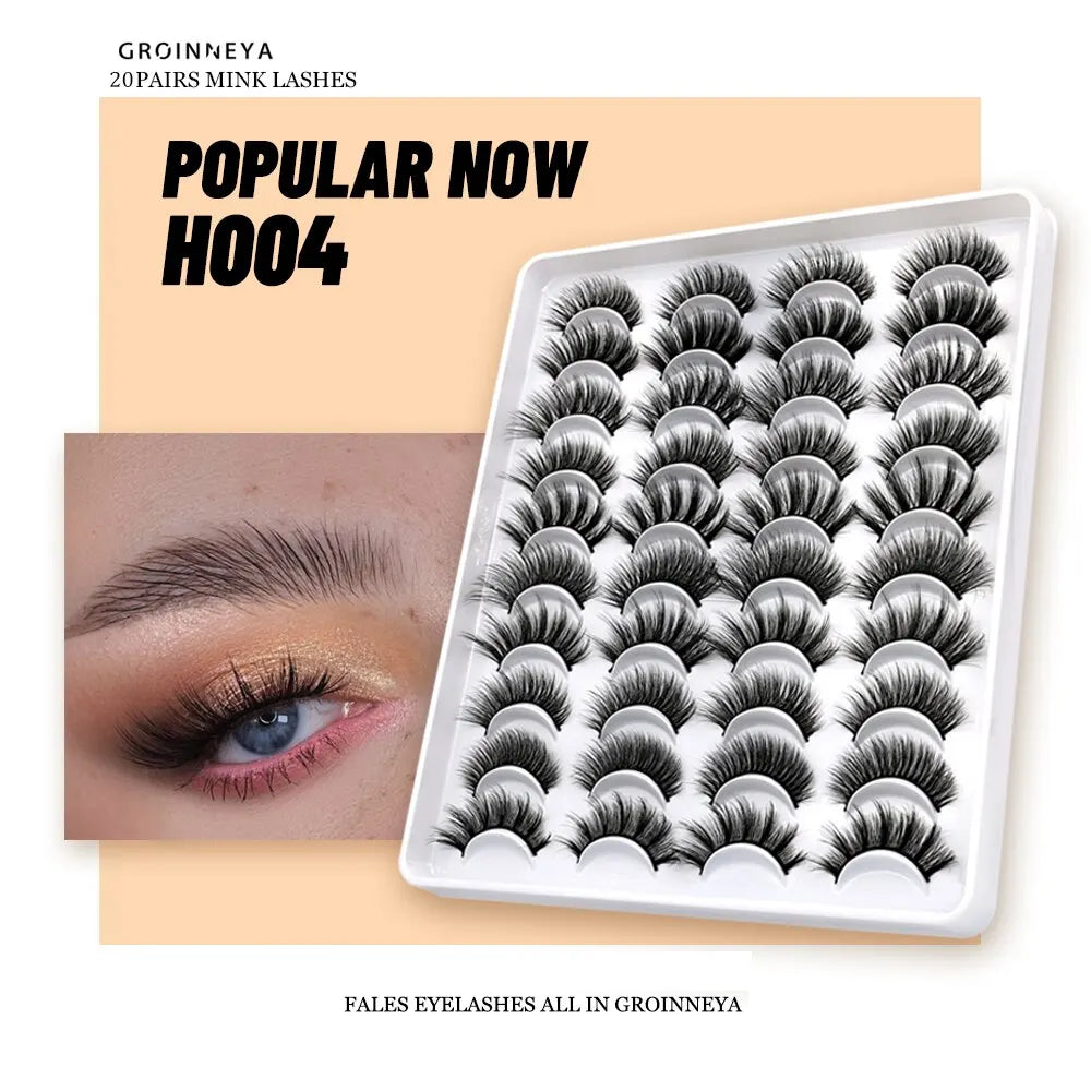 Makeup and face -20-Pair Faux Mink Lashes – Soft, Reusable Strip Lashes for Bold & Beautiful Eyes