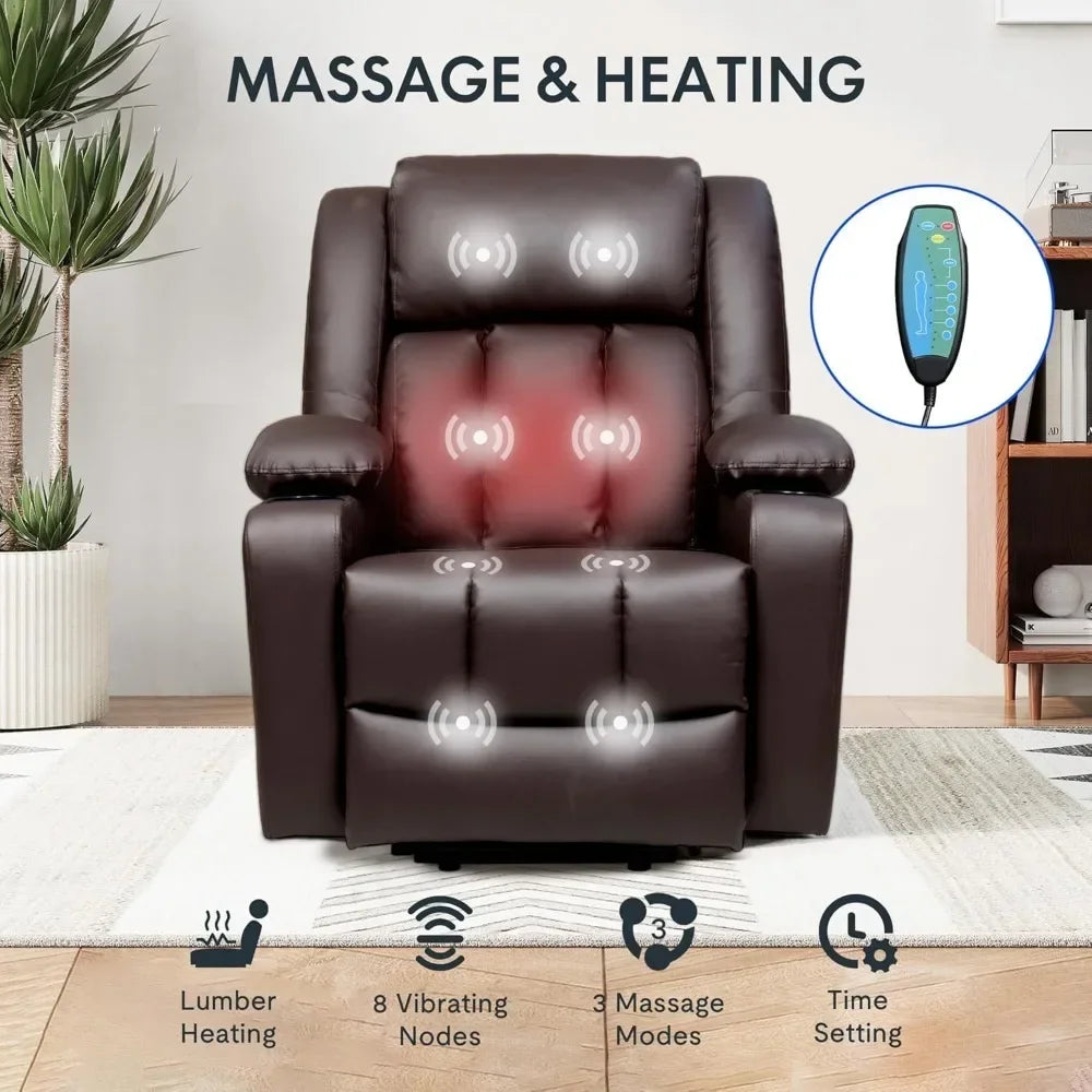 FLEXISPOT Power Lift Recliner Chair – Faux Leather with Massage, Heat & Remote Control (Black) Living Room Decor – Wall Art, Curtains, Clocks, Furniture & More\