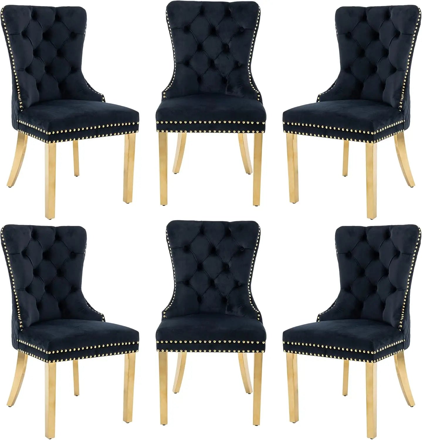 Luxury Velvet Dining Chairs (Set of 2) – High Back with Nailhead Trim & Lion Head Ring Pull\ Living Room Decor – Wall Art, Curtains, Clocks, Furniture & More