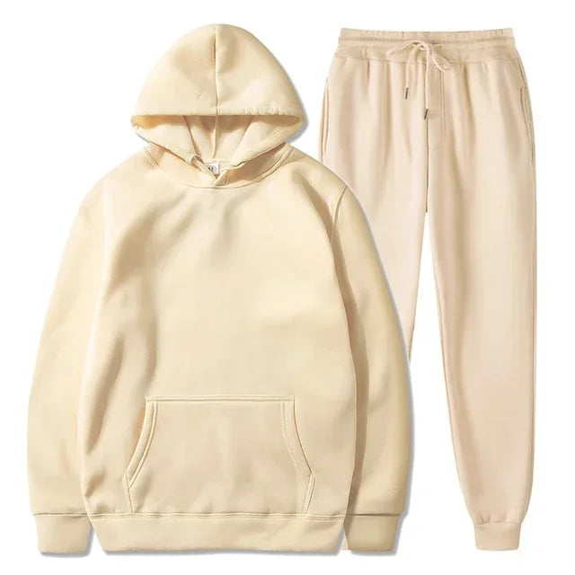 Men clothing - Men’s Casual Two-Piece Set – Mandarin Collar Top & Elastic Waist Pants