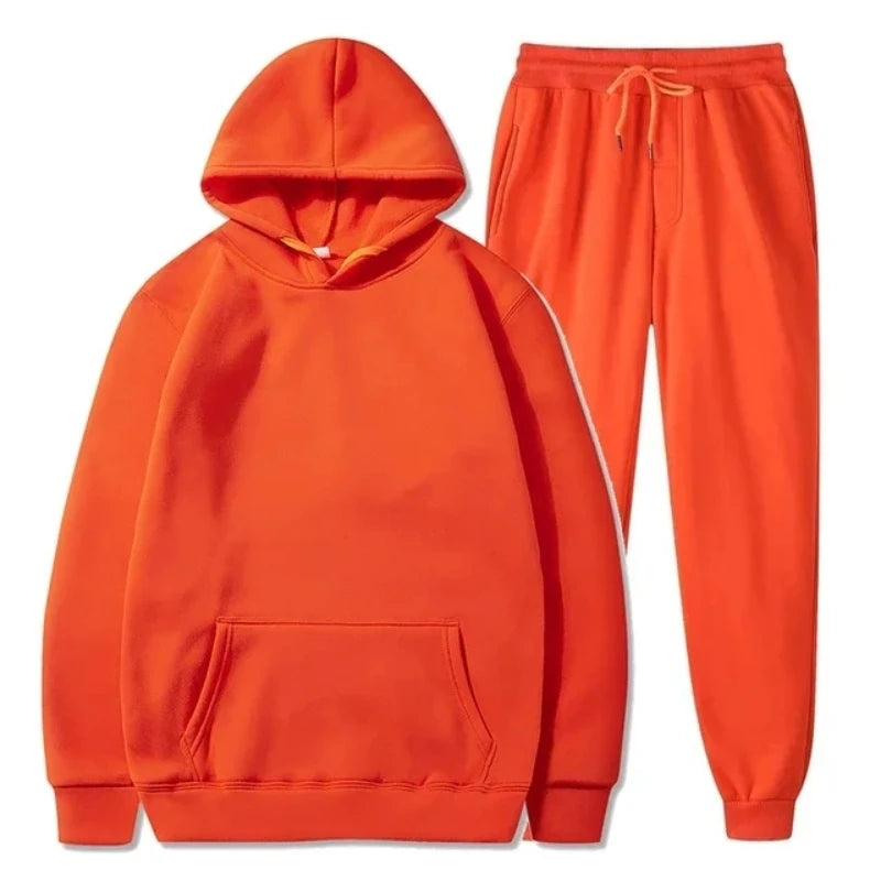 Men clothing - Men’s Casual Two-Piece Set – Mandarin Collar Top & Elastic Waist Pants