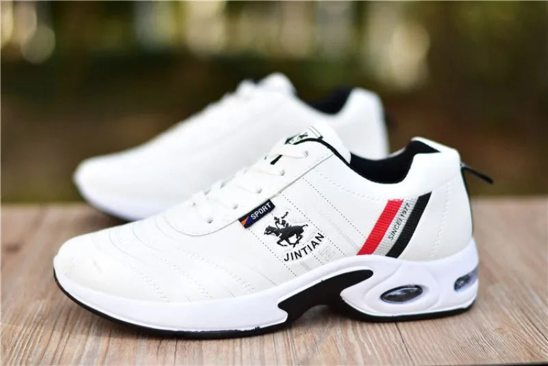 Men shoes - Men’s Board Sneakers – Breathable PU Casual Shoes with Height Boost & All-Season Comfort