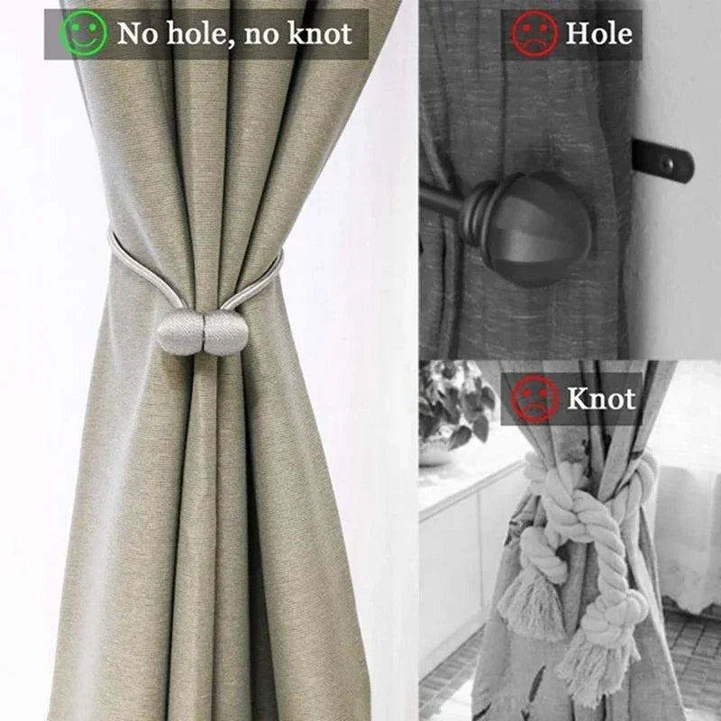 Magnetic Curtain Tiebacks – Solid Color Iron Pearl Buckles for Modern Drapes (No-Drill)\ Living Room Decor – Wall Art, Curtains, Clocks, Furniture & More