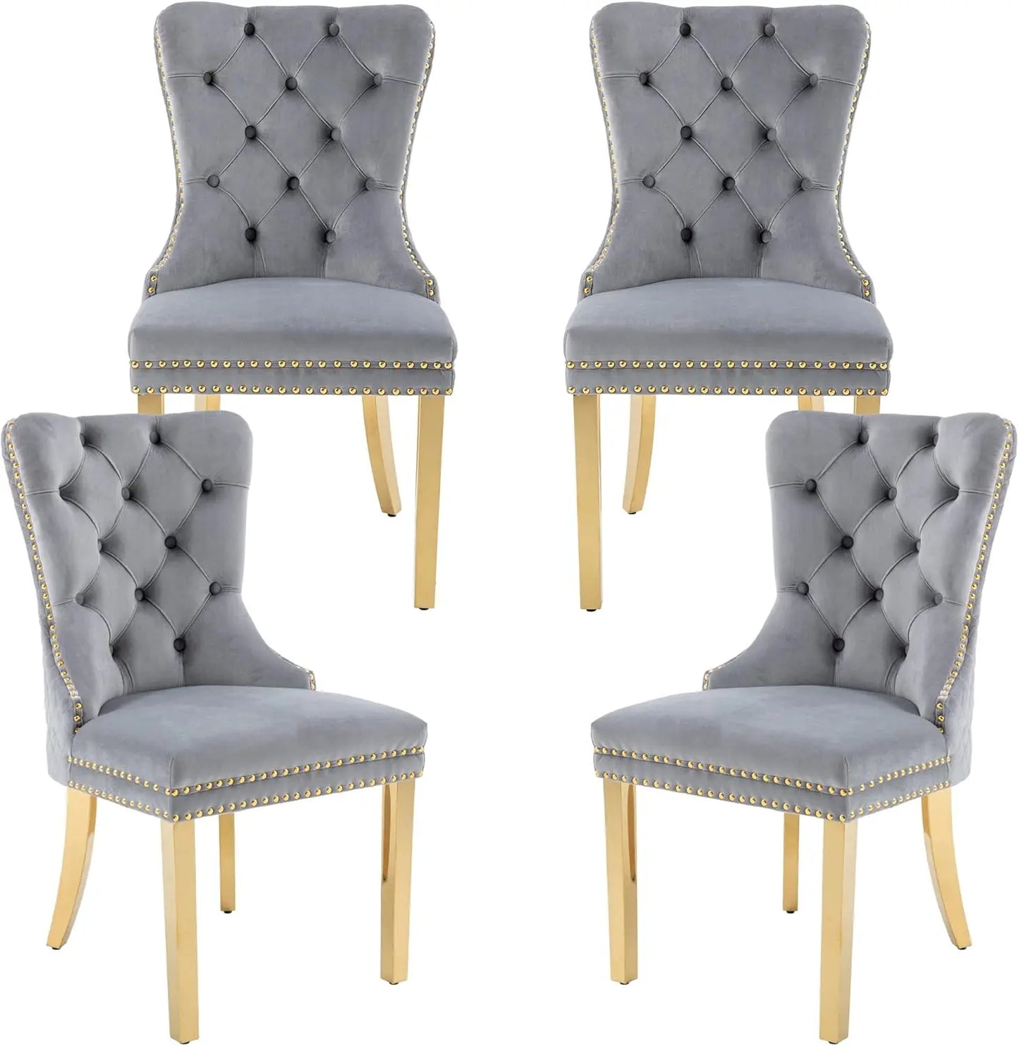 Luxury Velvet Dining Chairs (Set of 2) – High Back with Nailhead Trim & Lion Head Ring Pull\ Living Room Decor – Wall Art, Curtains, Clocks, Furniture & More