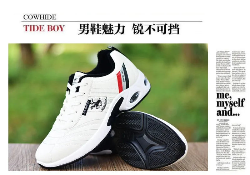 Men shoes - Men’s Board Sneakers – Breathable PU Casual Shoes with Height Boost & All-Season Comfort