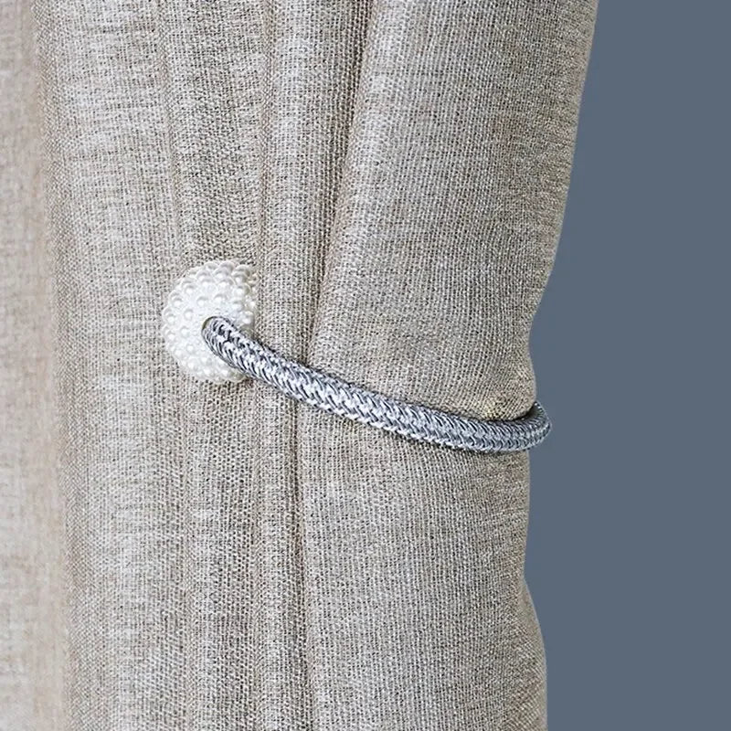 Magnetic Curtain Tiebacks – Modern Pearl Ball Buckles with Braided Cord (Set of 2) Living Room Decor – Wall Art, Curtains, Clocks, Furniture & More\