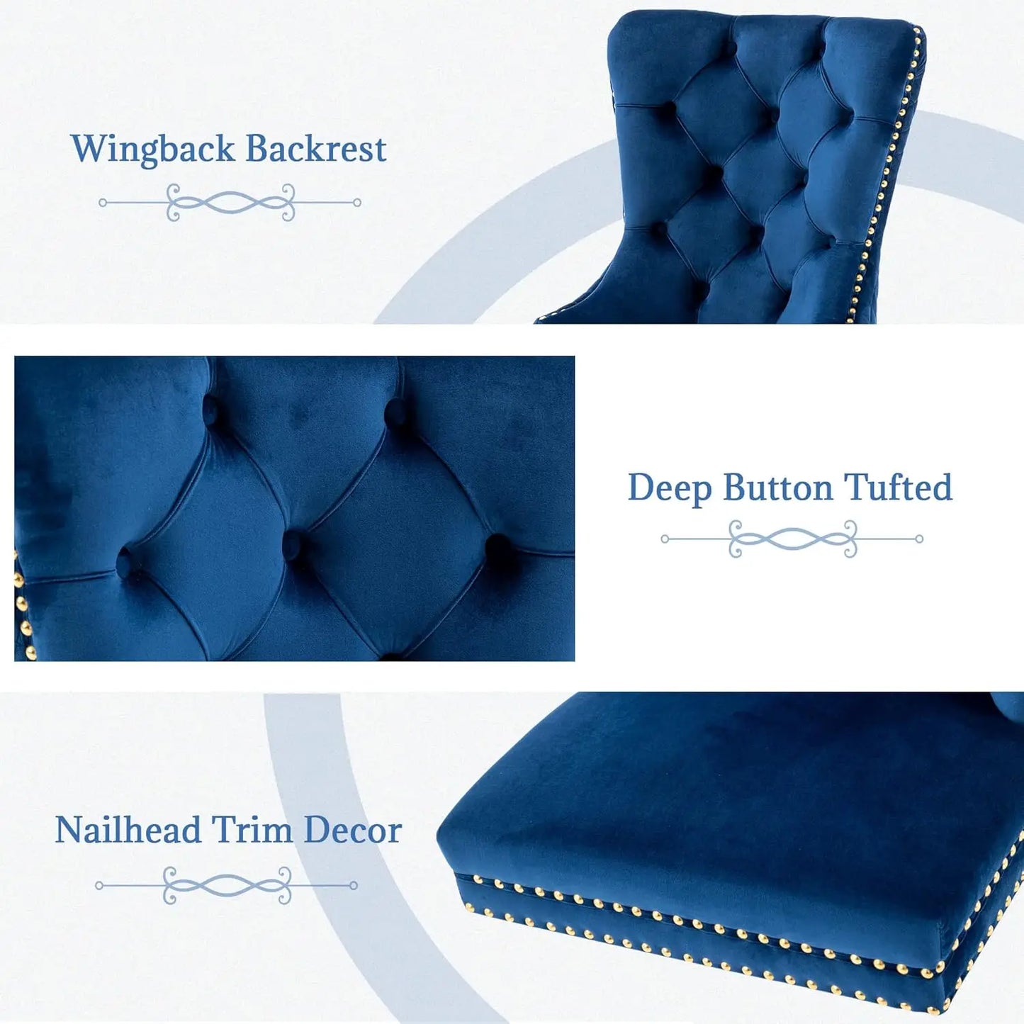 Luxury Velvet Dining Chairs (Set of 2) – High Back with Nailhead Trim & Lion Head Ring Pull\ Living Room Decor – Wall Art, Curtains, Clocks, Furniture & More