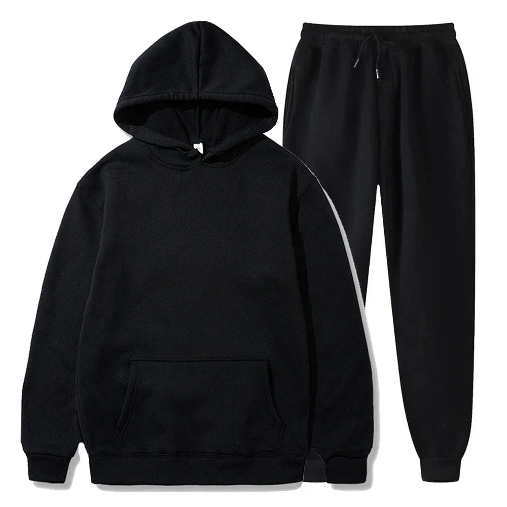 Men clothing - Men’s Casual Two-Piece Set – Mandarin Collar Top & Elastic Waist Pants