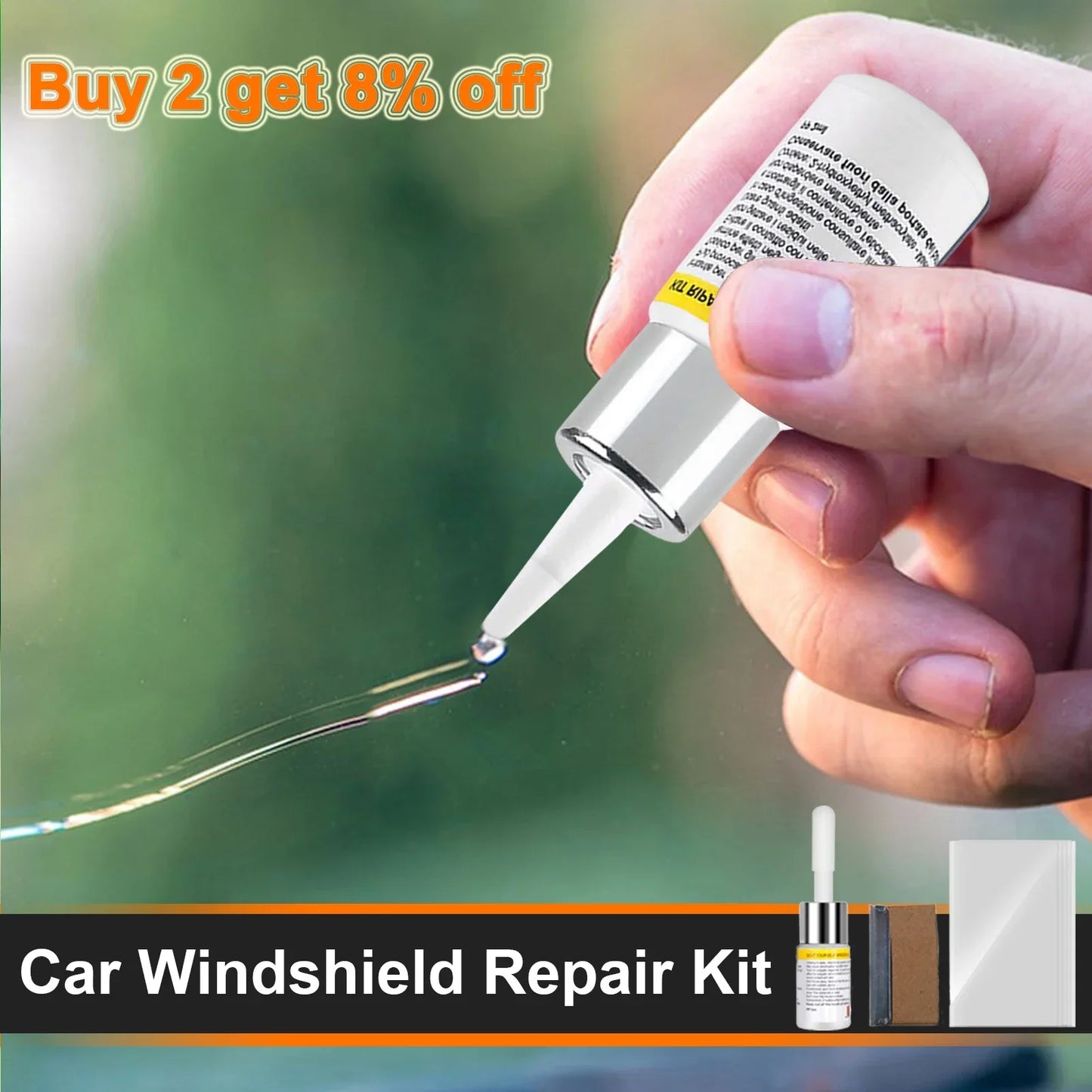 3ML Windshield Crack Repair Kit – Glass Chip Fix Fluid for Laminated Windshields/Car