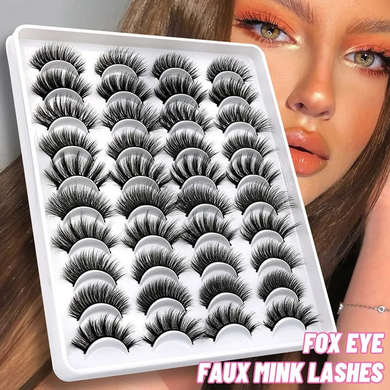 Makeup and face -20-Pair Faux Mink Lashes – Soft, Reusable Strip Lashes for Bold & Beautiful Eyes